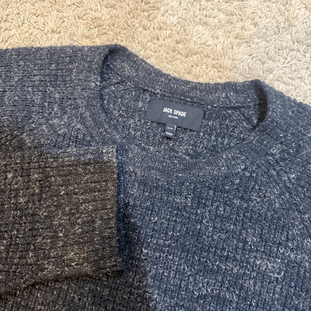 Jack Spade Sweater Mens XL Gray Wool Blend Crewneck Knit Long Sleeve Pullover